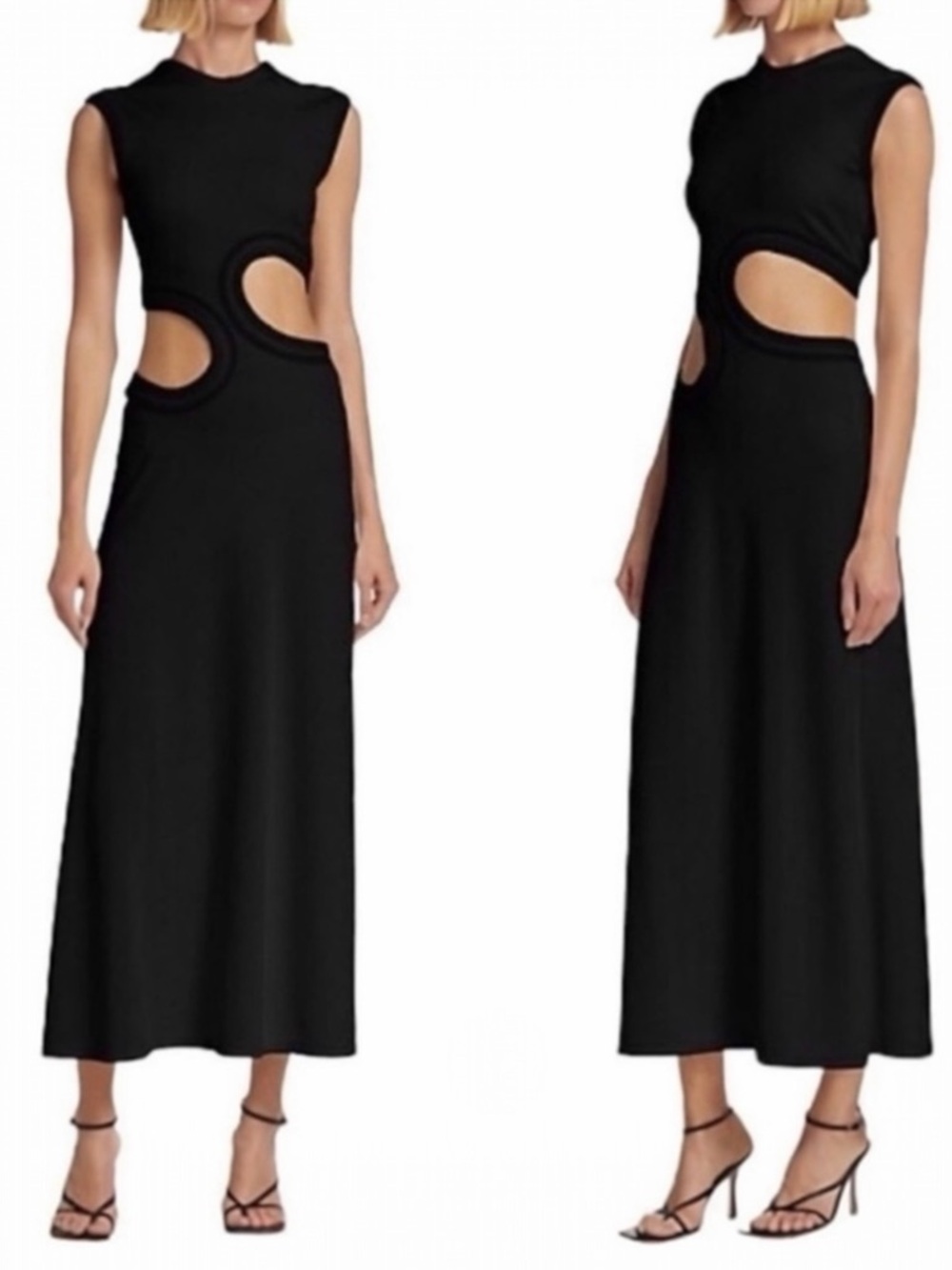 Christopher ESBER Paisley Cut Out Knit Bodycon Midi Dress Gown Size 8 Black NEW